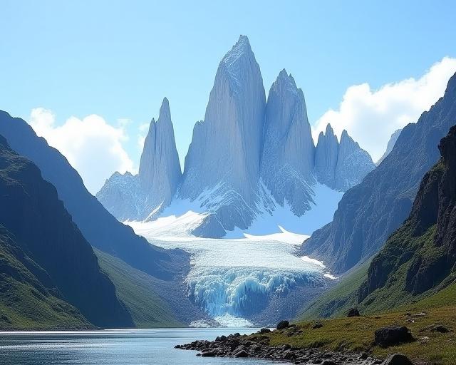 Impresionantes picos montañosos en la Patagonia.